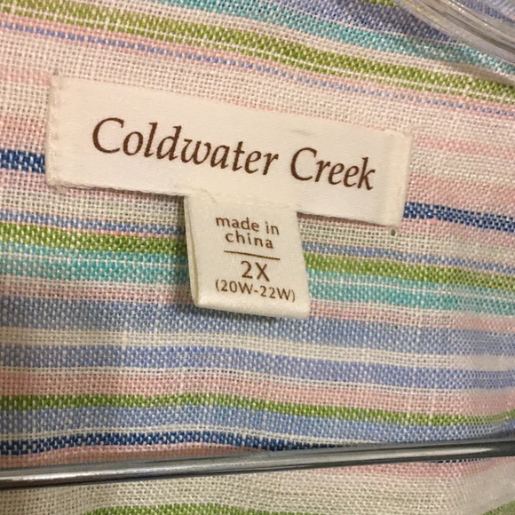 Coldwater Creek Linen Shirt, Striped Shaped Shirt, Size: 2X - Picture 3 of 5